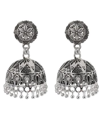 Silver Shine Ravishing Silver Big Dangler  Jhumki Earrings. - Silver