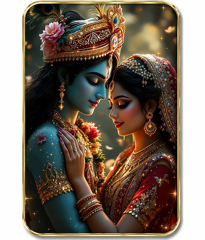 SNDArt Radha Krishna Modern Art Golden Foil With Frame 35x2x27 (cm)