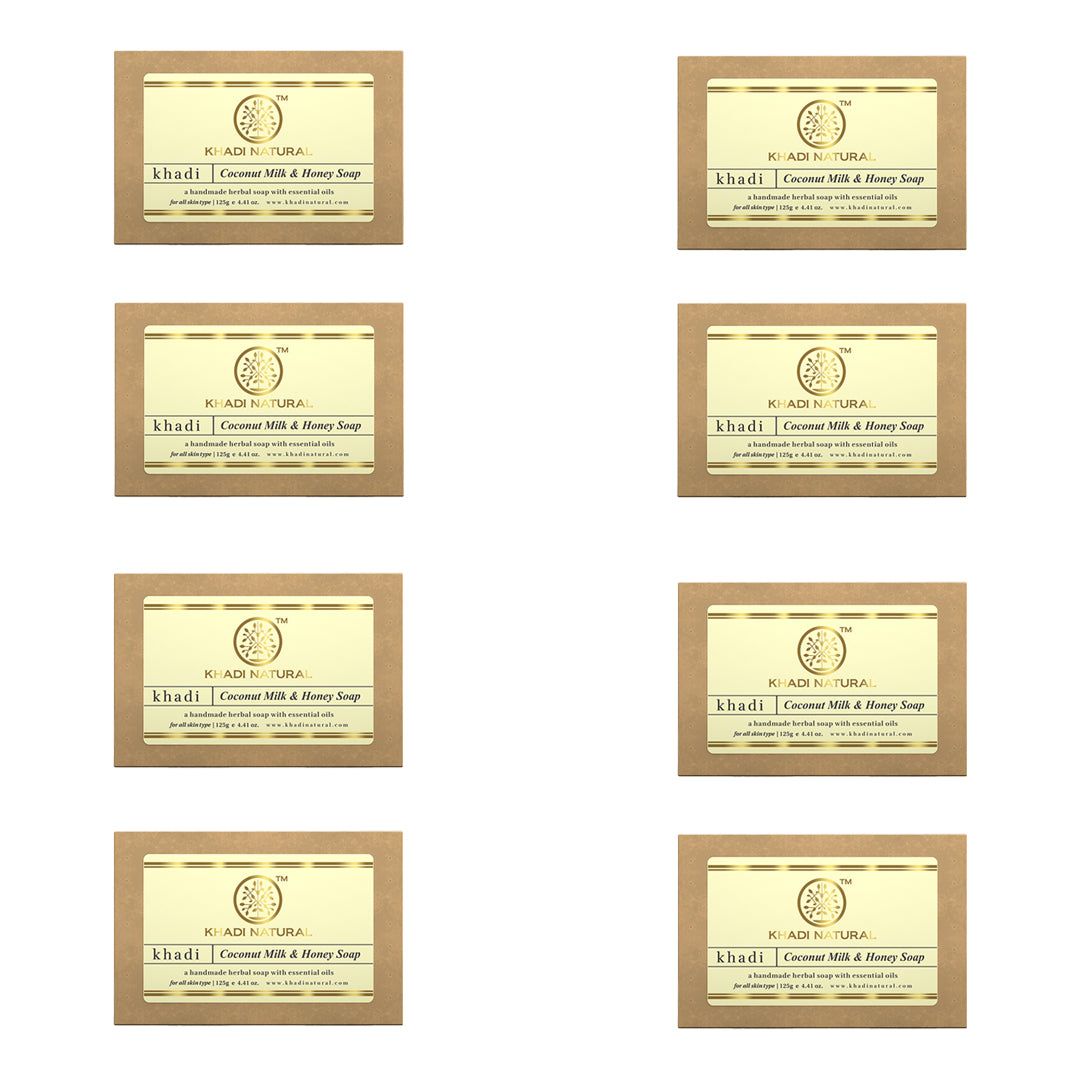Khadi Natural Coconut Milk & Honey Soap Combo Pack Of 8 – 125gm Each