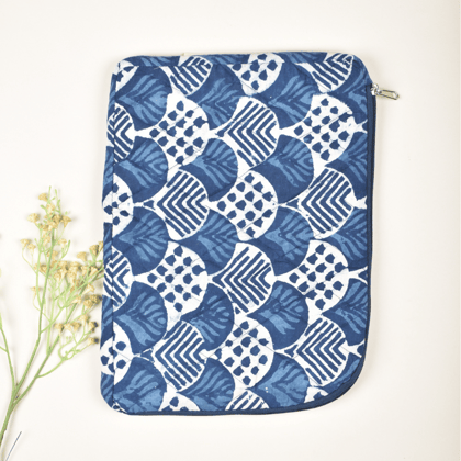 Blue easy slip quilted 13" laptop sleeve