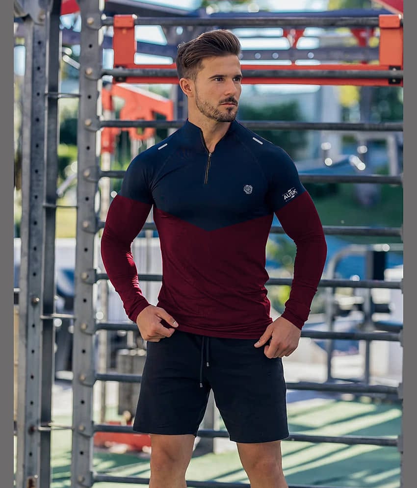 ENITOR Men Polyester Regular Fit Printed T-Shirt ( Maroon )