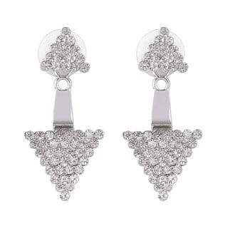 Diamond Studded Double Usable Silver Drop Earrings for Girls Brass Material for Women's Fashion Jewellery for Festival