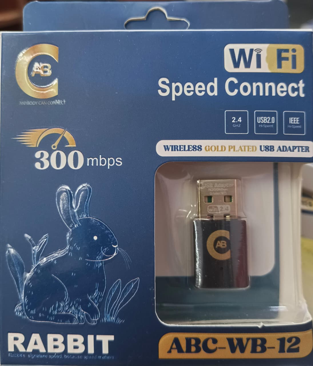 ABC-WB-12 GOLD PLATED 300Mbps (Speed Connect) Wireless USB Wi-Fi Adapter for PC, Laptop | Supports Windows, Mac and Linux | USB 2.0