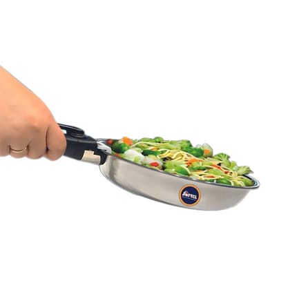 Softel Tri-Ply Stainless Steel Fry Pan with Removable Handle | Gas & Induction Compatible | Silver | 1 Pc 22 cm