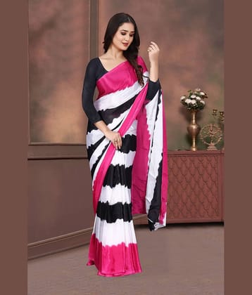 JIHANA FAB Georgette Printed Saree With Unstitched Blouse Piece ( Pink )