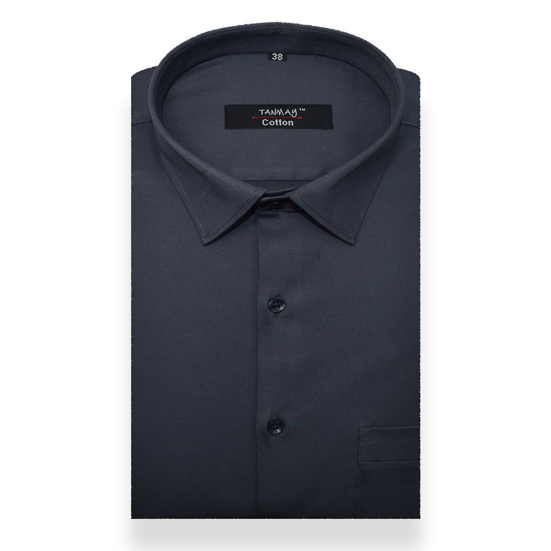 Carbon Color Lycra Cotton Shirt For Men's-Edit M (38 Inch) (98 CM) / Full