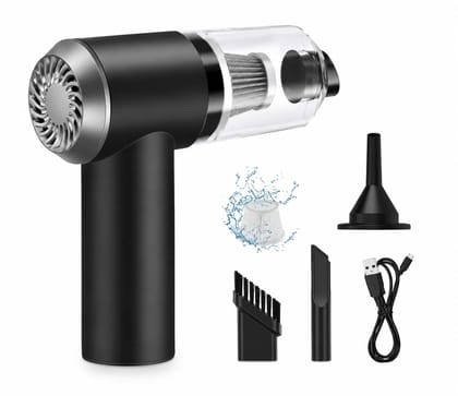 3-in-1 Portable Car Vacuum Cleaner with Blower, USB Rechargeable, Black, Wireless Handheld Mini Design, Strong Suction, Washable HEPA Filter for Car, Home, Travel