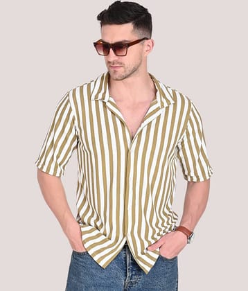 Traquila Cotton Blend Regular Fit Striped Half Sleeves Men's Casual Shirt - Brown ( Pack of 1 )