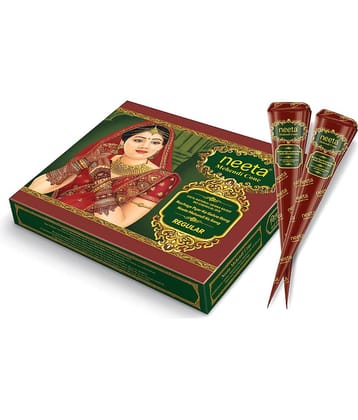Neeta Mehendi Cones for Hand Desgning & Wedding, Bridal Mehandi Cone Reddish Brown Color 12 Pcs in 1 Box (Pack of 1)