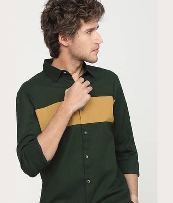 Ketch 100% Cotton Slim Fit Solids Full Sleeves Men's Casual Shirt - Green ( Pack of 1 )