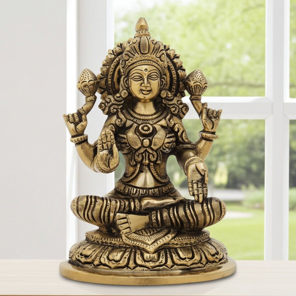Brass Showpiece Laxmi Ji God Idol Statue (BSMAS1337 L)