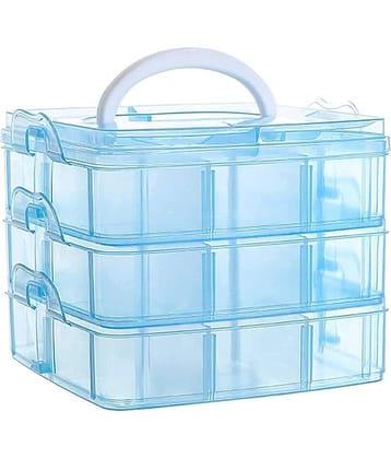 Plastic 3 Layer 18 Grid Make Jewellery/Make Up/Cosmetic Storage Box
