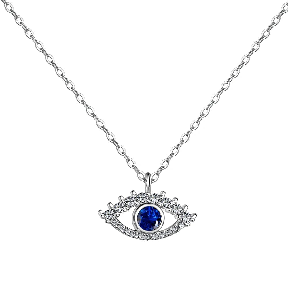 Dylam Jewelry Trending Design S925 Silver 5A Zirconia Faith Sapphire Spiritual Turkish Protection Evil Blue Eye Pendant Necklace