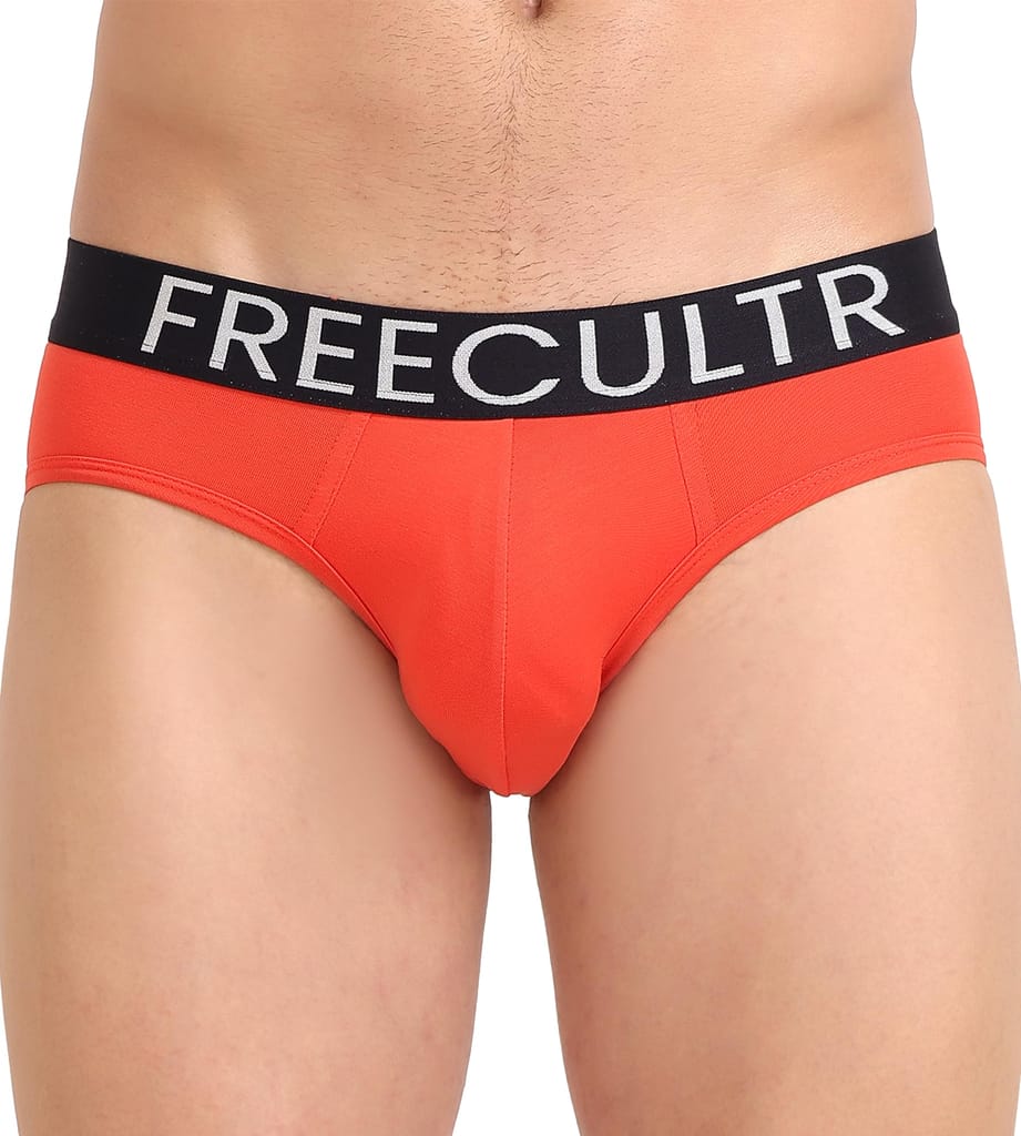 Freecultr Men's Underwear Organic Cotton (Ultrasoft Waistband) Premium Snug-Fit Brief Pack of 1-Coral