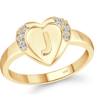 Vighnaharta cz alloy Rhodium plated Valentine collection Initial '' J '' Letter in heart ring alphabet collection for women and Girls