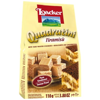 Loacker Quadratini Wafer Cookies - Tiramisu, 110 gm Pouch