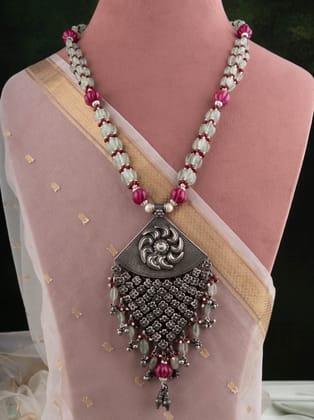 Sham-e-Rang Silver Pendant Designer Necklace
