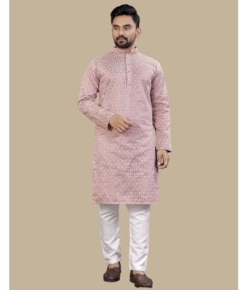 YUG ART Rose Gold Silk Regular Fit Men's Kurta Pyjama Set ( Pack of 1 )