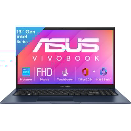 ASUS Vivobook 15, Intel Core i3 13th Gen 1315U, 16GB RAM, 512GB SSD, FHD 15.6", Touchscreen, Win11, Office Home 2024, M365 Basic (1Year)*, Quiet Blue, 1.7Kg, X1504VA-E83959WS, Intel UHD iGPU, Laptop