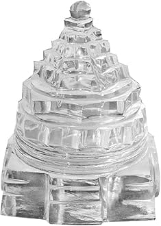 REAL SEED 100% Pure Sphatik Shree Yantra (Original Belgium Sparking Sphatik) for Pooja, Laxmi Shri Yantra, Shree Yantra, Crystal Shri Yantra | Approx Weight- 95 Carat