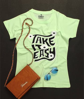 Fabflee Women Cotton Printed Regular Fit Round Neck T-Shirt ( Green )