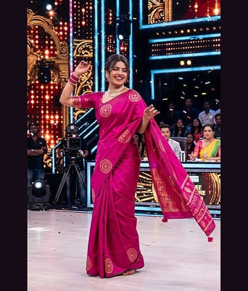 fab woven Art Silk Woven Design Banarasi saree With Unstitched Blouse Piece ( Pink )