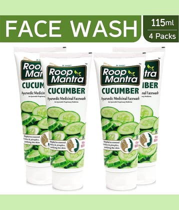 Roop Mantra Cucumber Face Wash 115ml, Pack of 4 (Helpful to Purify the Skin, Control Acne Pimples, Blemishes & Skin Infections, Remove Excess Oil & Dirt)