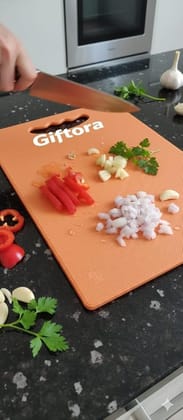 Giftora Plastic Cutting Board, Multicolor, 11 x 8 Inch, Small Size, Food-Safe, BPA-Free, Anti-Bacterial, Dishwasher Safe, with Hanging Hole for Vegetables, Fruits, Cheese