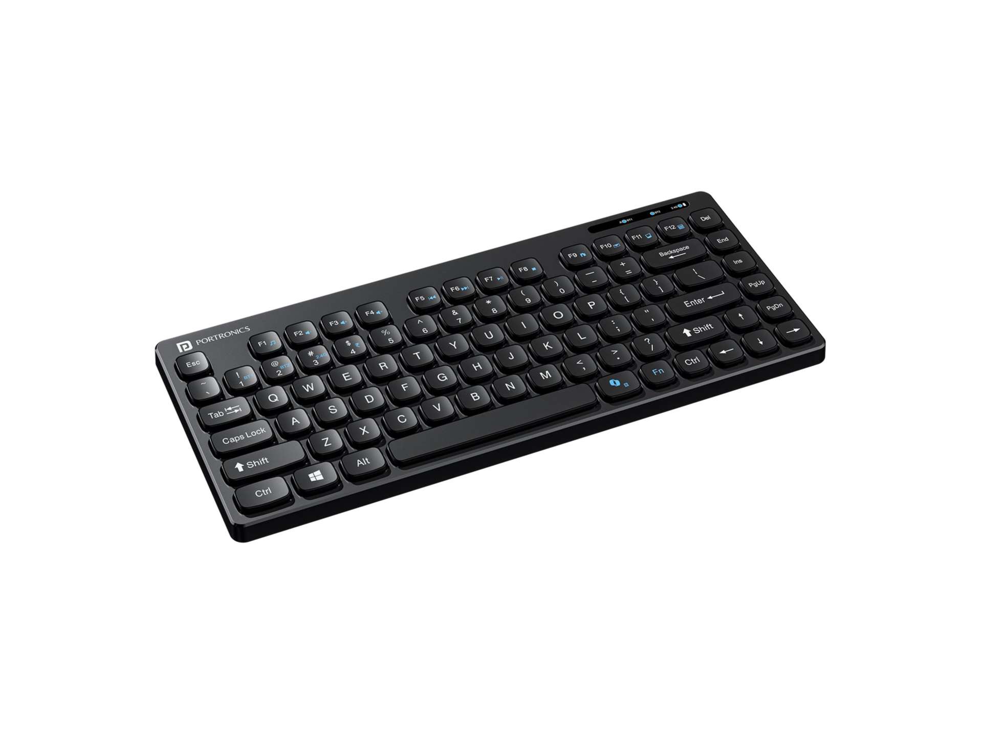 Portronics Bubble Wireless Keyboard, Connect 3 Devices, Bluetooth, 2.4 GHz Receiver - Black