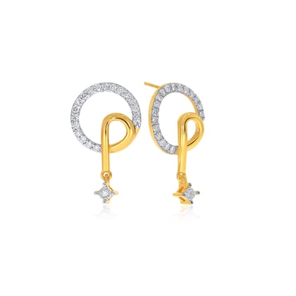 Senco Gold Refined Chic Glow Diamond Drop Earrings (1.9 gram / 0.22 Ct / HI-SI / 18K Yellow Gold)