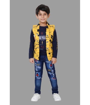 DKGF Fashion Pack of 1 Boys Cotton Blend Shirt & Jeans Set ( Maroon )