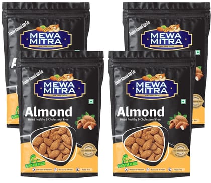 MewaMitra Jumbo Almonds 1kg (Pack of 4 x 250g) | Premium Californian Badam Giri | Natural Raw Almonds | High Protein & Fiber Rich Dry Fruits