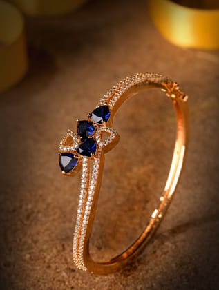 Gold plated Blue AD studded handcrafted stylish Bracelet for Women & Girls Gold plated Blue AD studded handcrafted stylish Bracelet for Women & Girls