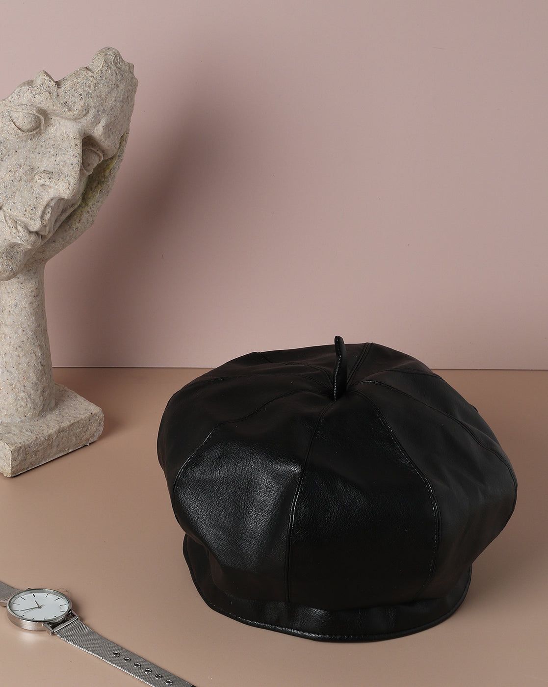 Solid Black Stylish Hat-Hat