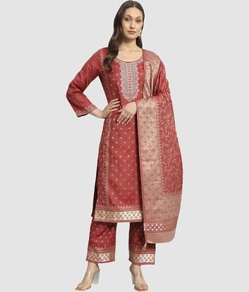 SAFAA Unstitched Woollen Self Design Dress Material - Maroon ( Pack of 1 )