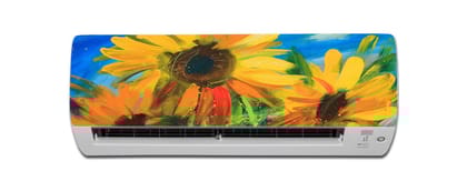 DreamKraft Beautiful Yellow Flower Decorative AC Sticker (Multicolor PVC Vinyl, 30cm X 91cm)