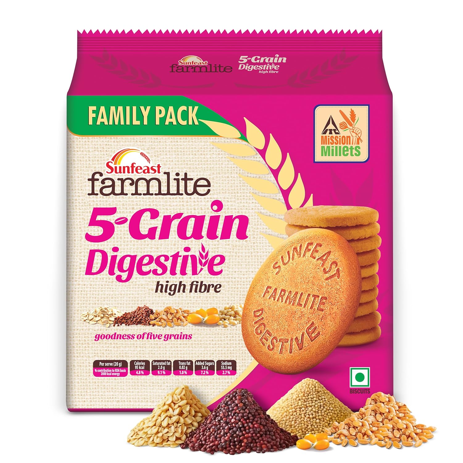 Sunfeast Farmlite 5 Grain Digestive Biscuit, 800 g