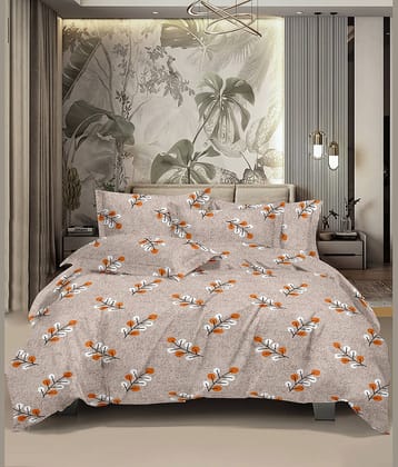 HONOR YOUR HOME Cotton 1 Double King Bedsheet with 2 Pillow Covers ( Brown )