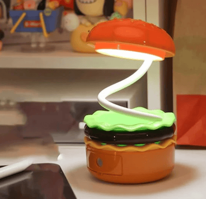 Burger Shape LED Table Lamp for Kids, Rechargeable with Attached Sharpener (Pack of 1)