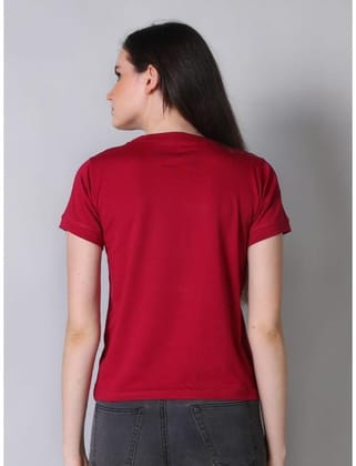 Women's Cotton Blended Solid Round Neck Half Sleeve T-Shirt (Maroon, M)-PID56323
