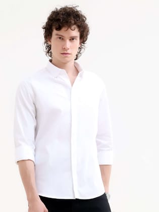 Ivory White Solid Shirt-S / White