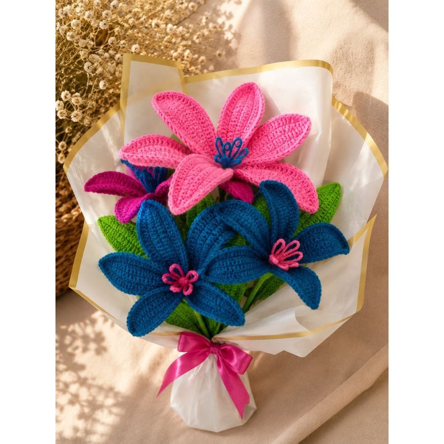 CROCHET LILY FLOWER BOUQUET