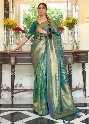 Deep Sea Green Kanjivaram Silk Saree