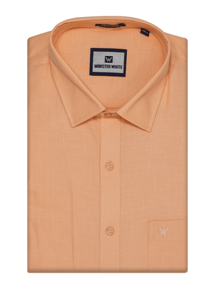 Mens Cotton Linen Regular Fit Peach Colour Shirt Azuro Linen-36 / F/S / Peach