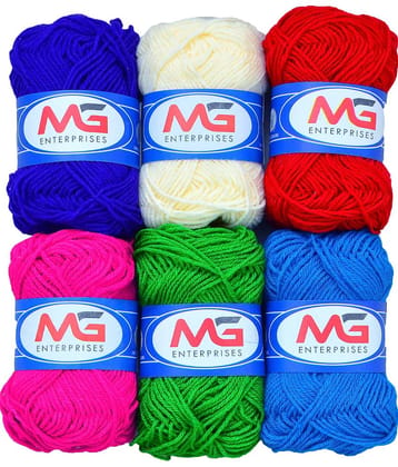 Wool Combo 3 (6 pc) M.G  Wool Ball Hand Knitting Wool/Art Craft  Fingering Crochet Hook Yarn, Needle Knitting Yarn Thread Dyed