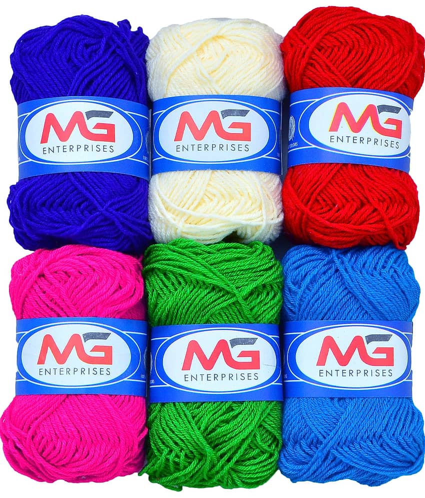 Wool Combo 3 (6 pc) M.G  Wool Ball Hand Knitting Wool/Art Craft  Fingering Crochet Hook Yarn, Needle Knitting Yarn Thread Dyed