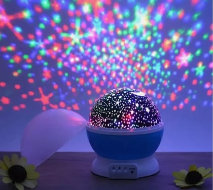 Night Projector Lamp Ceiling Led Light 360 Degree Rotating Colorful Lights Projection Home Decoration Design, Gift for Kids Boy Girl, Plastic, Multicolour