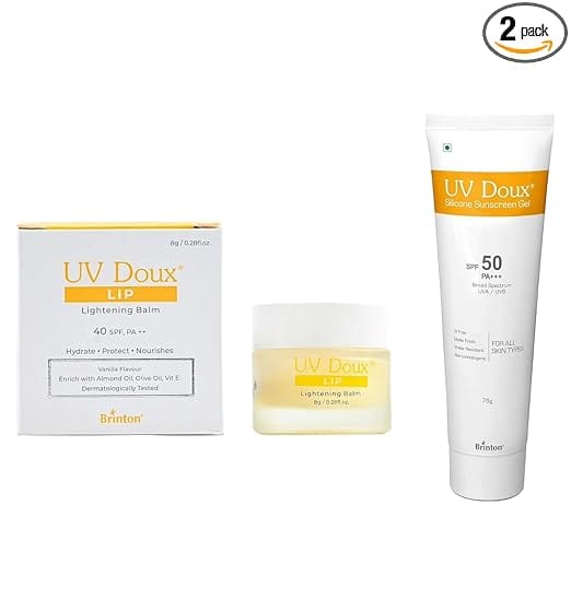 Brinton UV Doux Lip Lightening Balm 8 g & Body Sunscreen gel SPF 50 PA+++ 75 g  (2 Items in the set)