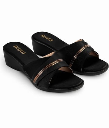 IKAGI Black Women's Slip On Heels