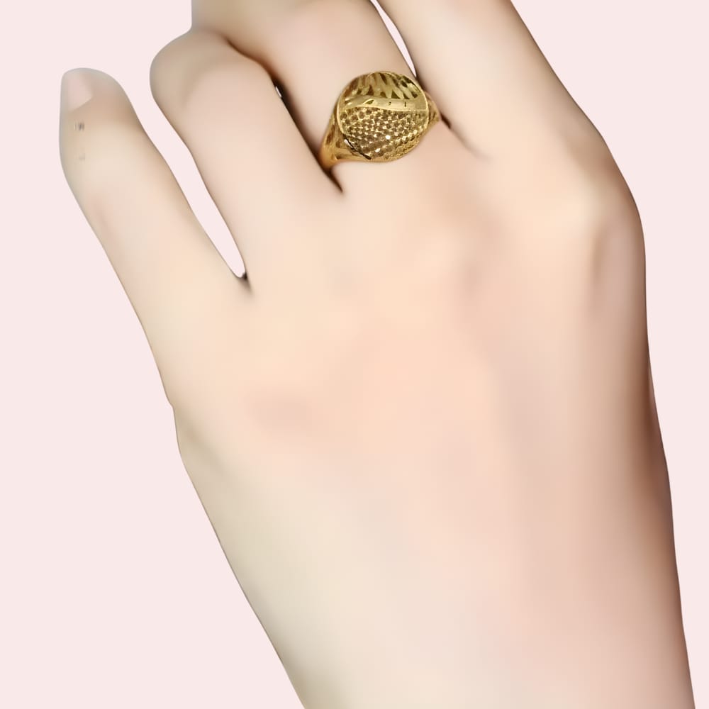 Minimal Textured Dome Design Gold Polish Ring - Jewellery Sets | Buy online on ZillyBuy